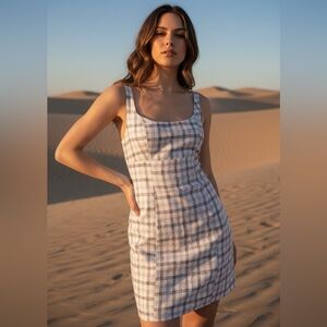 NWT UO Winona Linen Mini Dress In Neutral Multi